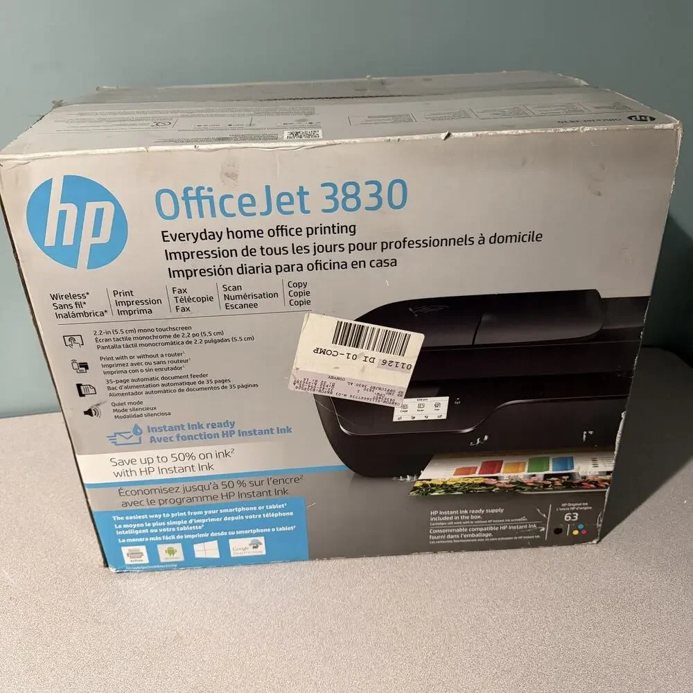 HP OfficeJet 3830 Wireless All-In-One Inkjet Printer - New in Box